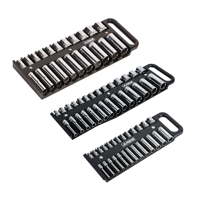 3-Piece Black Magnetic Socket Holder Set