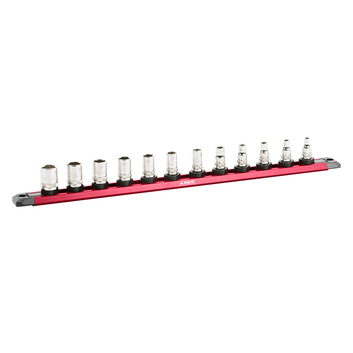 1/4-Inch Drive 15.5-Inch Red Twist Lock Magnetic Socket Rail