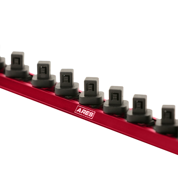 3-Piece 15.5-Inch Red Twist Lock Magnetic Socket Rail Set