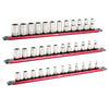 3-Piece 15.5-Inch Red Twist Lock Magnetic Socket Rail Set