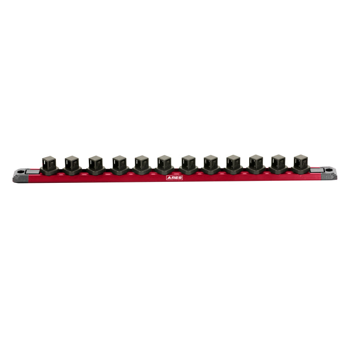 3-Piece 15.5-Inch Red Twist Lock Magnetic Socket Rail Set