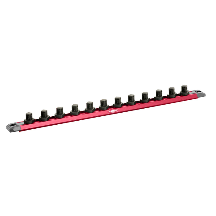 3-Piece 15.5-Inch Red Twist Lock Magnetic Socket Rail Set