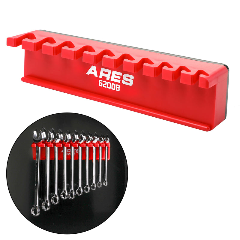 10-Piece Red Magnetic Wrench Organizer