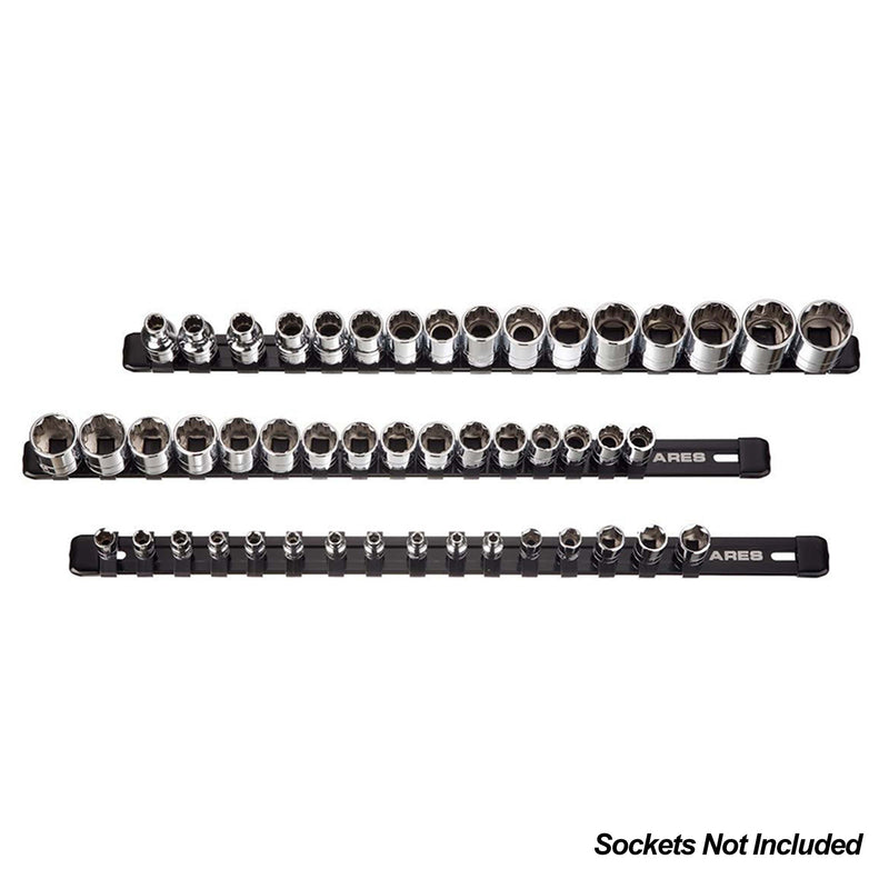 3-Piece Black Aluminum Socket Rail Set