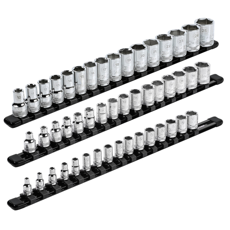 3-Piece Black Aluminum Socket Rail Set