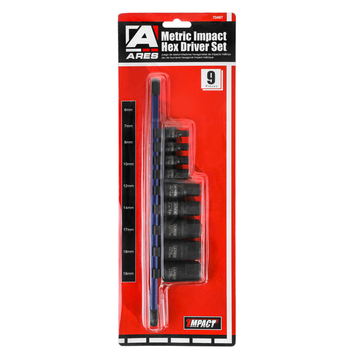 9-Piece Metric Impact Hex Driver Set