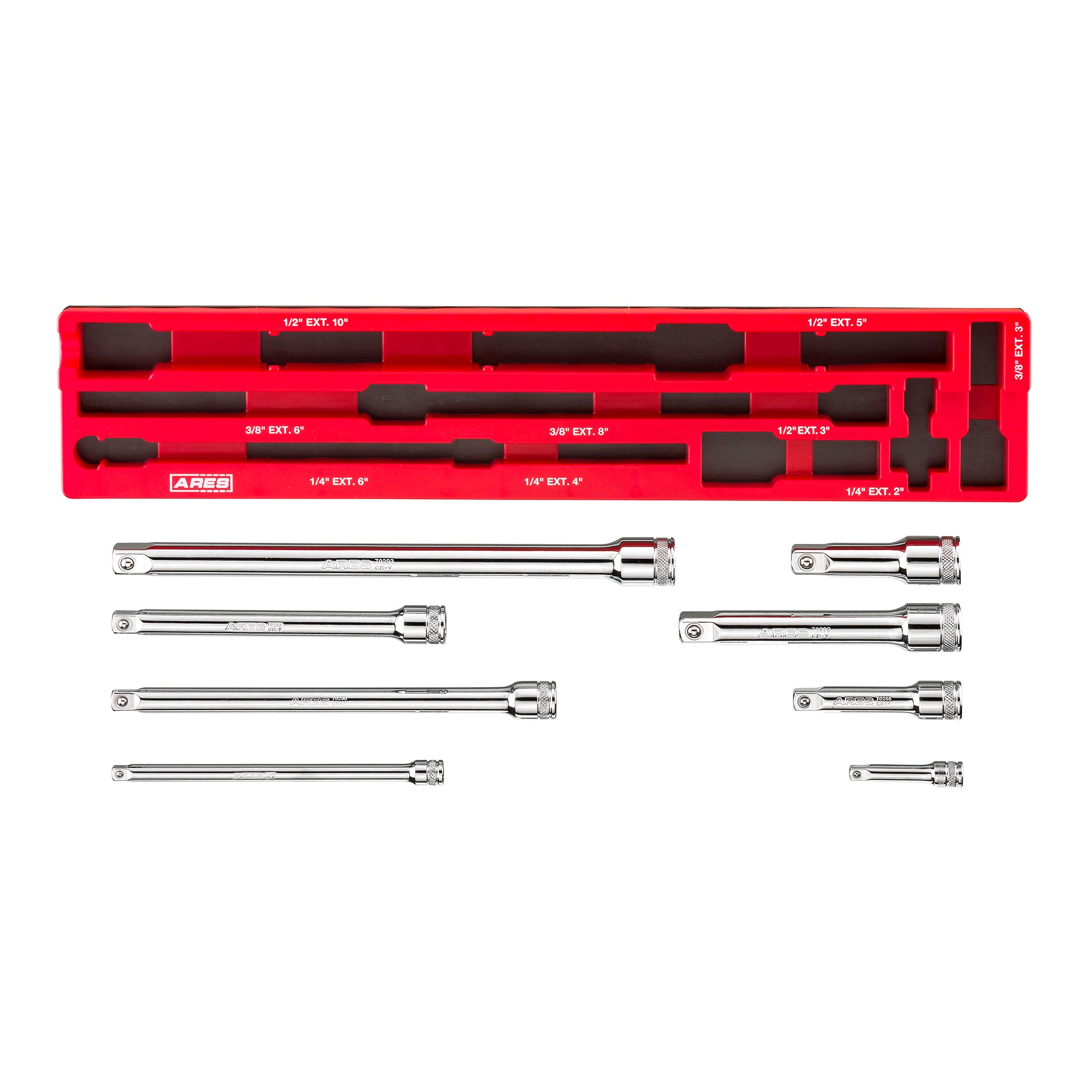 Genius Tools 9 Piece 1/4, 3/8 & 1/2 Dr. Extension Bar Set - EX-2349