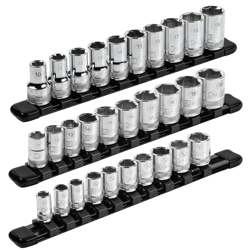 3-Piece Black 9.84-Inch Aluminum Socket Rail Set