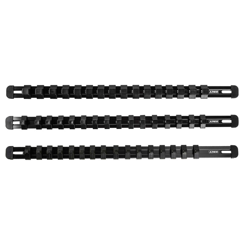 3-Piece Black 17-Inch Aluminum Socket Rail Set with Locking End Caps