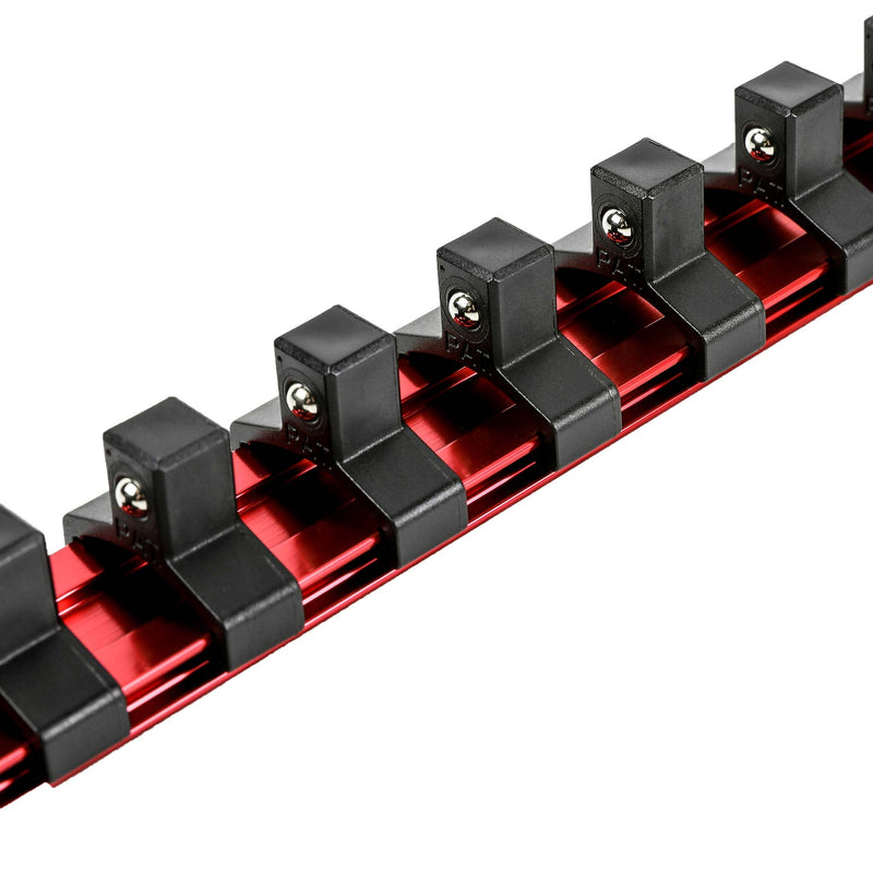 3/8-Inch Drive Red 9.84-Inch Socket Rail with Locking End Caps