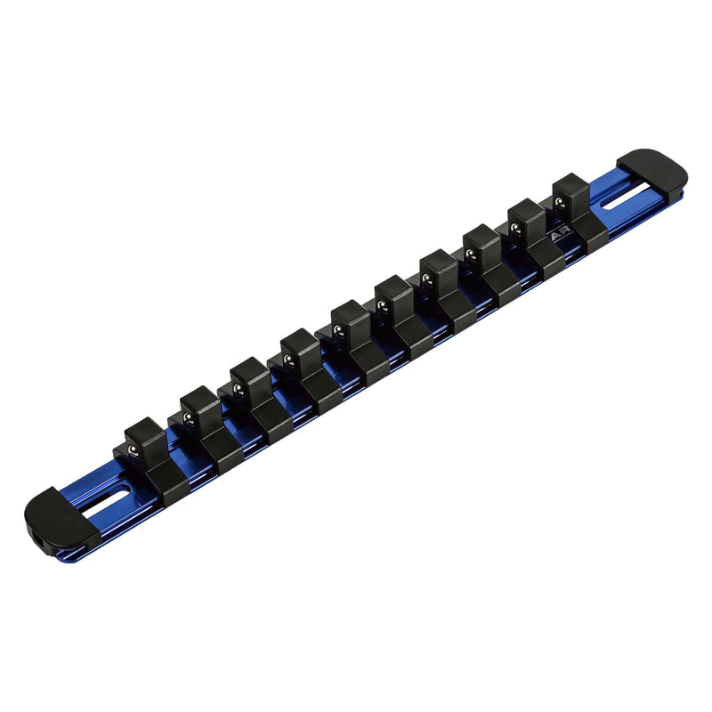 3/8-Inch Drive Blue 9.84-Inch Socket Rail with Locking End Caps