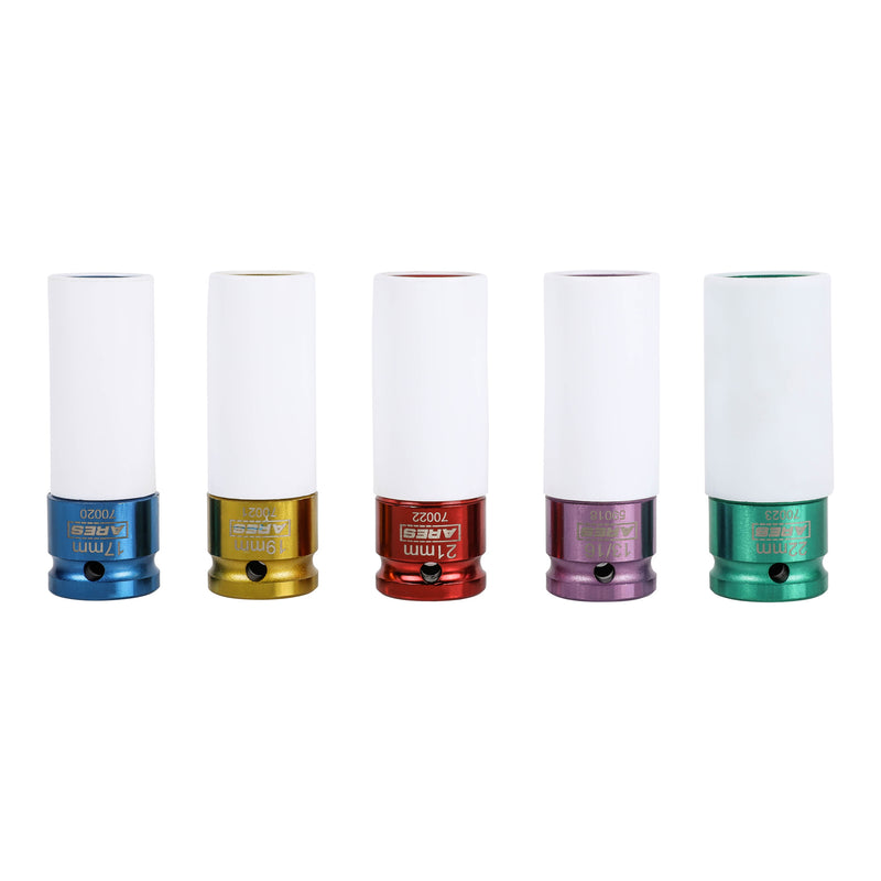 5-Piece 1/2-Inch Drive Non-Marring Impact Colored Lug Nut Socket Set