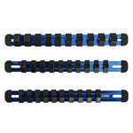 3-Piece Blue 9.84-Inch Aluminum Socket Rail Set with Locking End Caps