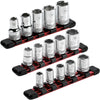 3-Piece Red 6-Inch Aluminum Socket Rail Set