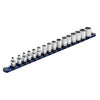 3/8-Inch Drive Blue 17-Inch Socket Rail with Locking End Caps