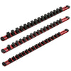 3-Piece Red 17-Inch Aluminum Socket Rail Set with Locking End Caps