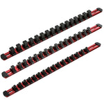 3-Piece Red 17-Inch Aluminum Socket Rail Set with Locking End Caps