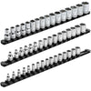 3-Piece Black 17-Inch Aluminum Socket Rail Set with Locking End Caps