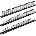 3-Piece Black 17-Inch Aluminum Socket Rail Set with Locking End Caps