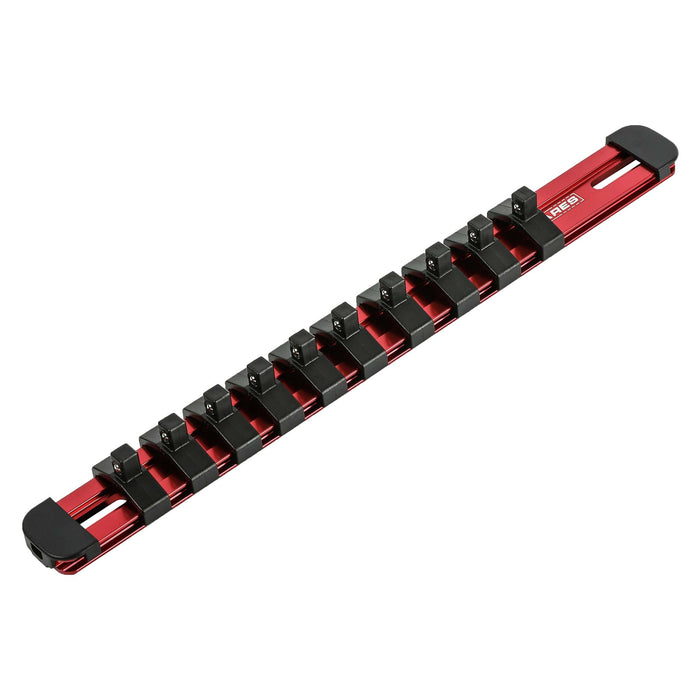 1/4-Inch Drive Red 9.84-Inch Socket Rail with Locking End Caps