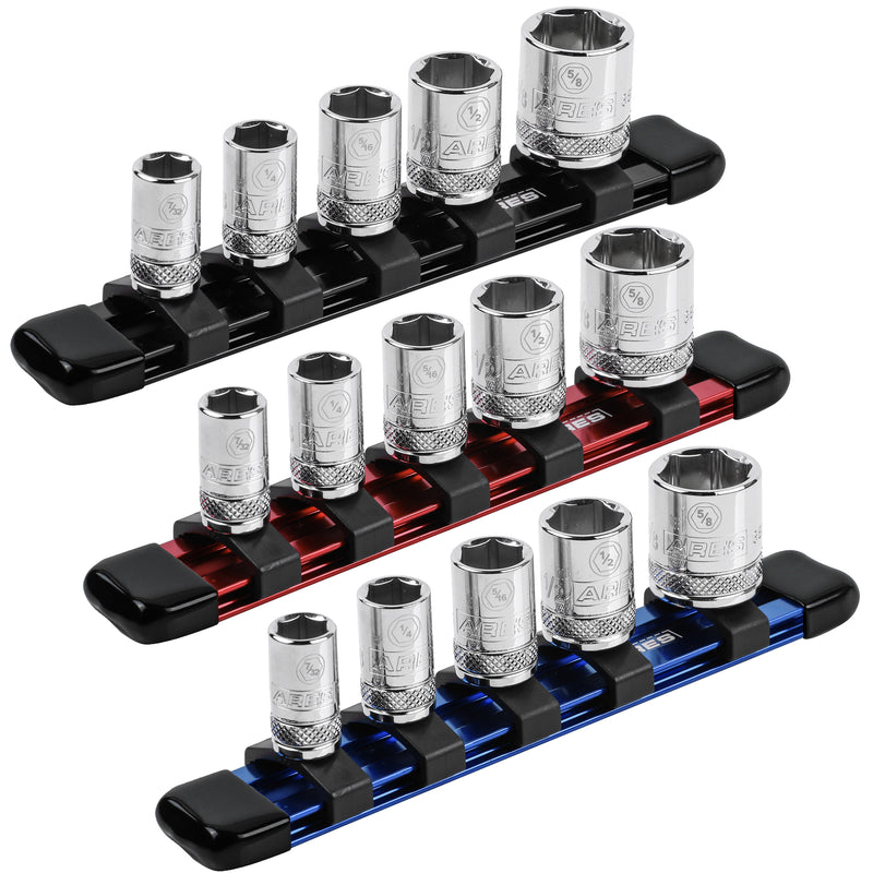 3-Piece 1/4-Inch Drive 6-Inch Aluminum Socket Rail Set