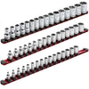 3-Piece Red 17-Inch Aluminum Socket Rail Set with Locking End Caps
