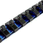 1/4-Inch Drive Blue 9.84-Inch Socket Rail with Locking End Caps