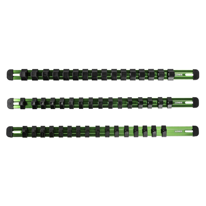 3-Piece Green 17-Inch Aluminum Socket Rail Set with Locking End Caps