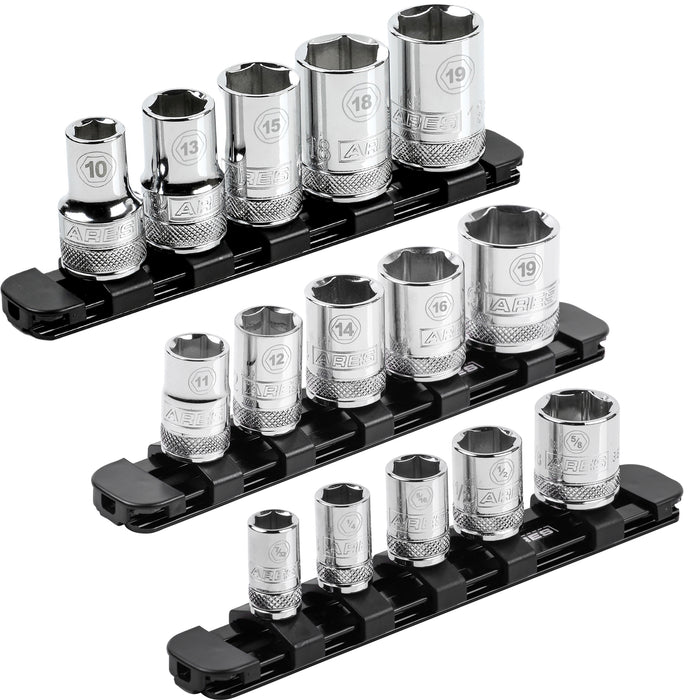 3-Piece Black 6-Inch Aluminum Socket Rail Set with Locking End Caps