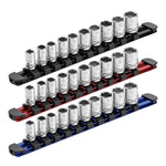 3-Piece 1/4-Inch Drive 9.84-Inch Aluminum Socket Rail Set with Locking End Caps
