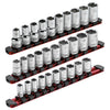 3-Piece Red 9.84-Inch Aluminum Socket Rail Set with Locking End Caps