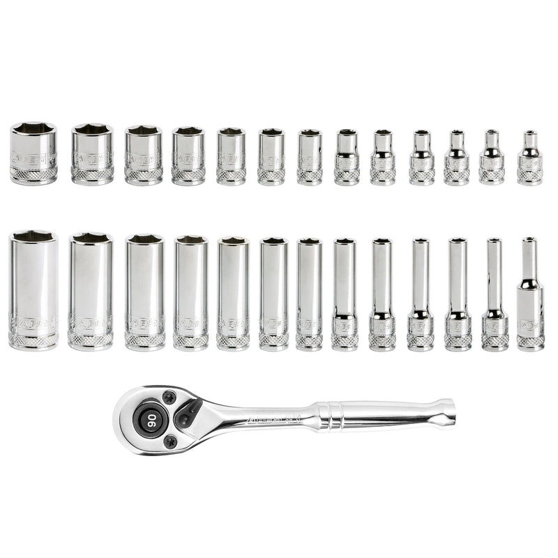28-Piece 1/4-inch Drive SAE Socket and 90-Tooth Ratchet Set with Magnetic Organizer