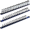 3-Piece Blue 17-Inch Aluminum Socket Rail Set with Locking End Caps