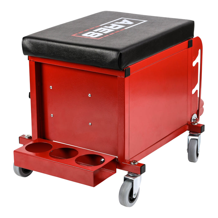 ARES 62042 - Taburete de taller con ruedas, resistente, color rojo