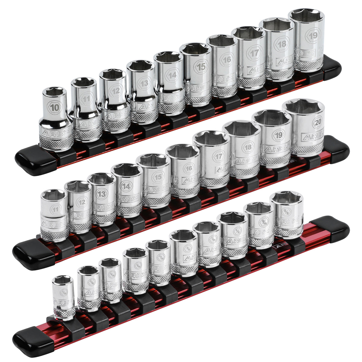 実物 aeronox RAIL ORIPS 黒 ARES 60079 - 3-Piece Red 9.84-Inch Aluminum Socket Rail Set — ARES