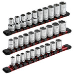 3-Piece Red 9.84-Inch Aluminum Socket Rail Set