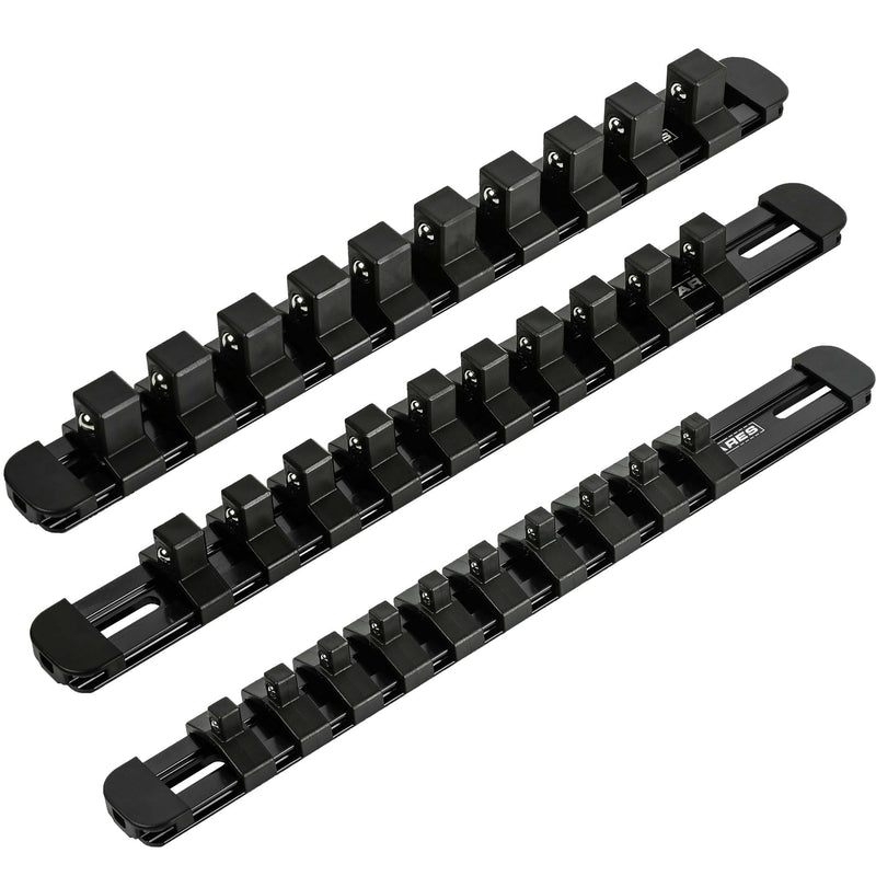 3-Piece Black 9.84-Inch Aluminum Socket Rail Set with Locking End Caps
