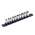 1/4-Inch Drive Blue 9.84-Inch Socket Rail with Locking End Caps