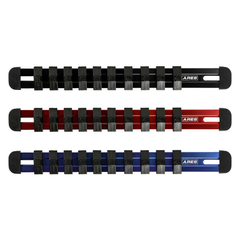 3-Piece 1/4-Inch Drive 9.84-Inch Aluminum Socket Rail Set with Locking End Caps