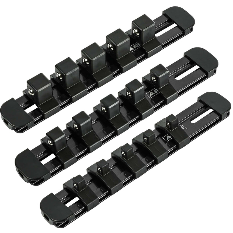 3-Piece Black 6-Inch Aluminum Socket Rail Set with Locking End Caps