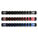 3-Piece 3/8-Inch Drive 9.84-Inch Aluminum Socket Rail Set with Locking End Caps