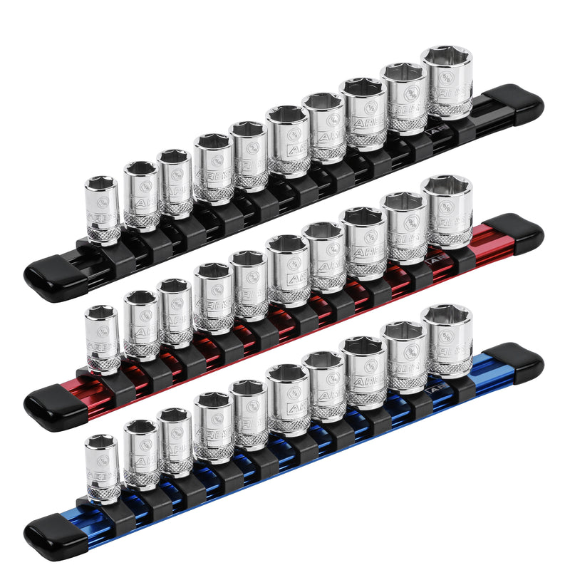 3-Piece 1/4-Inch Drive 9.84-Inch Aluminum Socket Rail Set