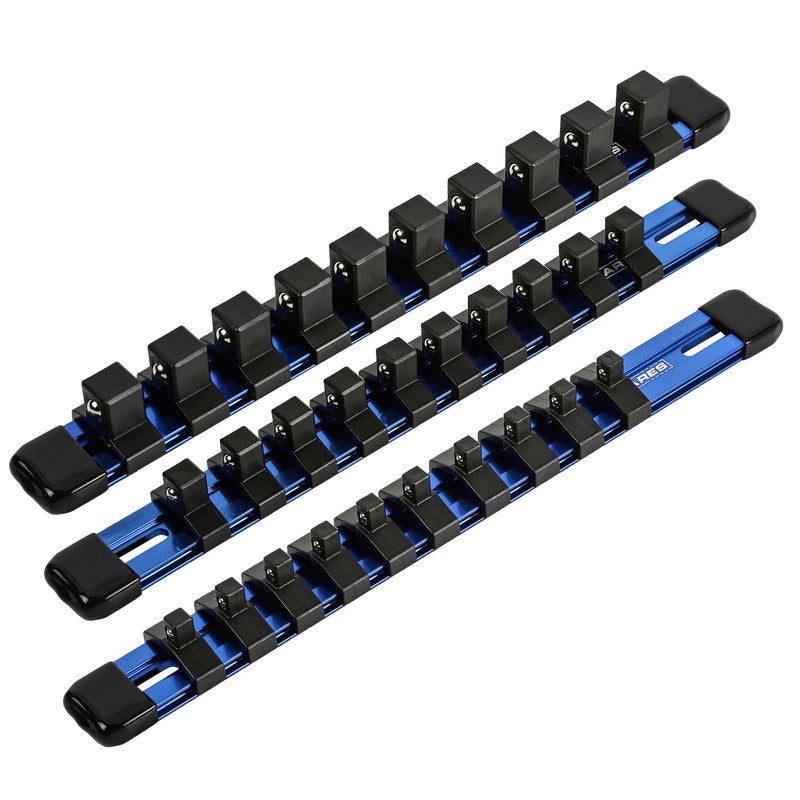 3-Piece Blue 9.84-Inch Aluminum Socket Rail Set