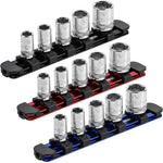 3-Piece 1/4-Inch Drive 6-Inch Aluminum Socket Rail Set with Locking End Caps