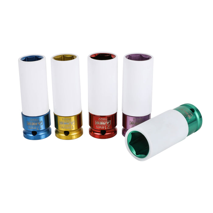 5-Piece 1/2-Inch Drive Non-Marring Impact Colored Lug Nut Socket Set