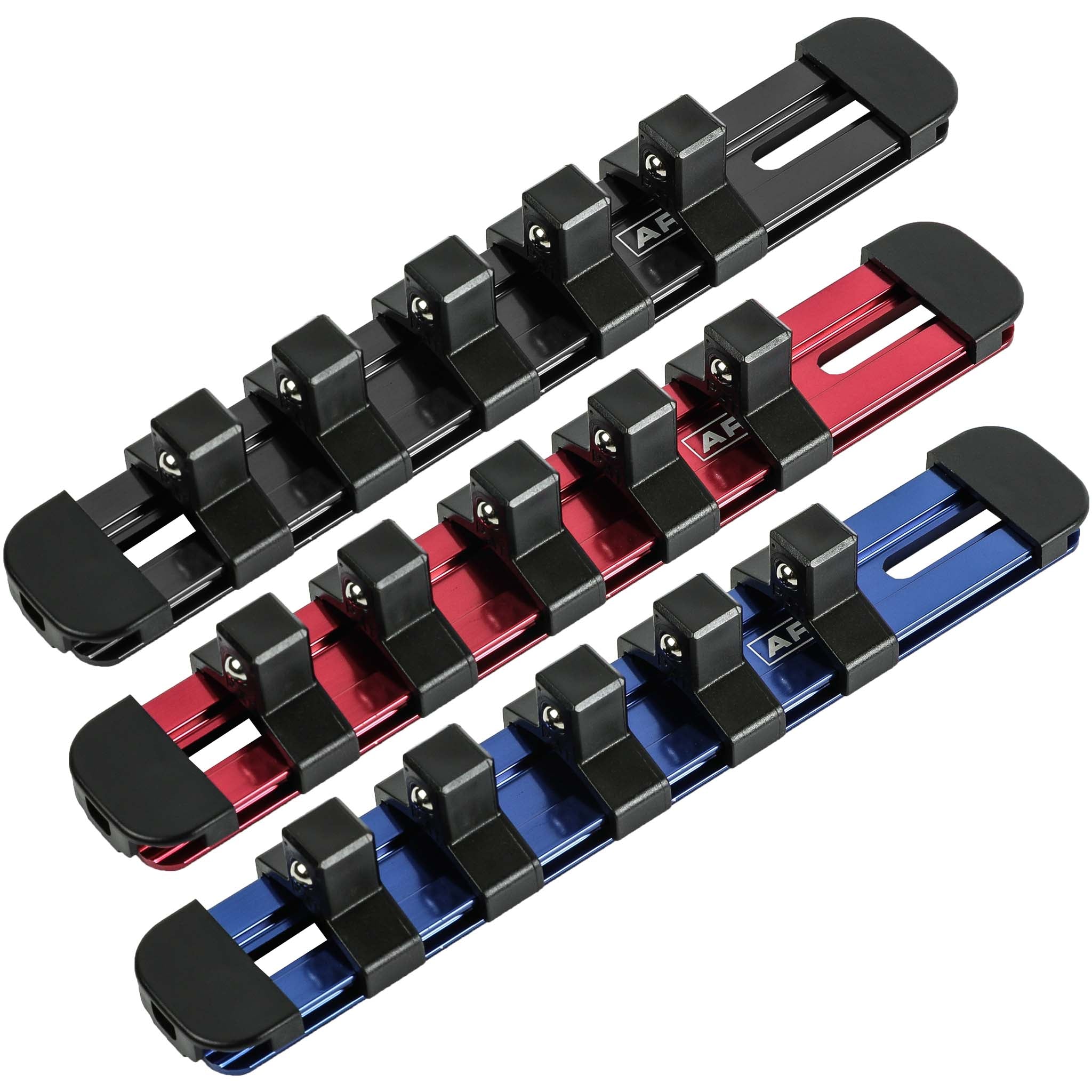 3-Piece 3/8-Inch Drive 6-Inch Aluminum Socket Rail Set with Locking En ...