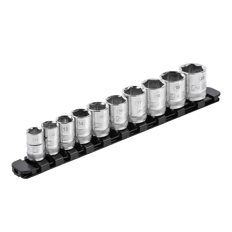 3/8-Inch Drive Black 9.84-Inch Socket Rail with Locking End Caps