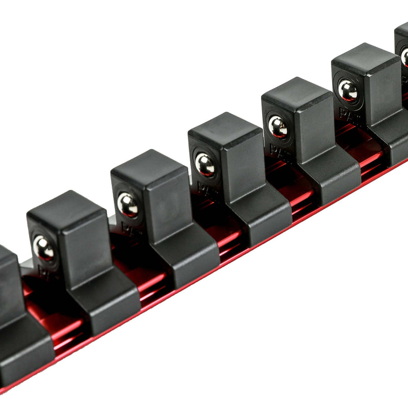 1/2-Inch Drive Red 6-Inch Socket Rail with Locking End Caps