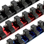 3-Piece 3/8-Inch Drive 6-Inch Aluminum Socket Rail Set with Locking End Caps