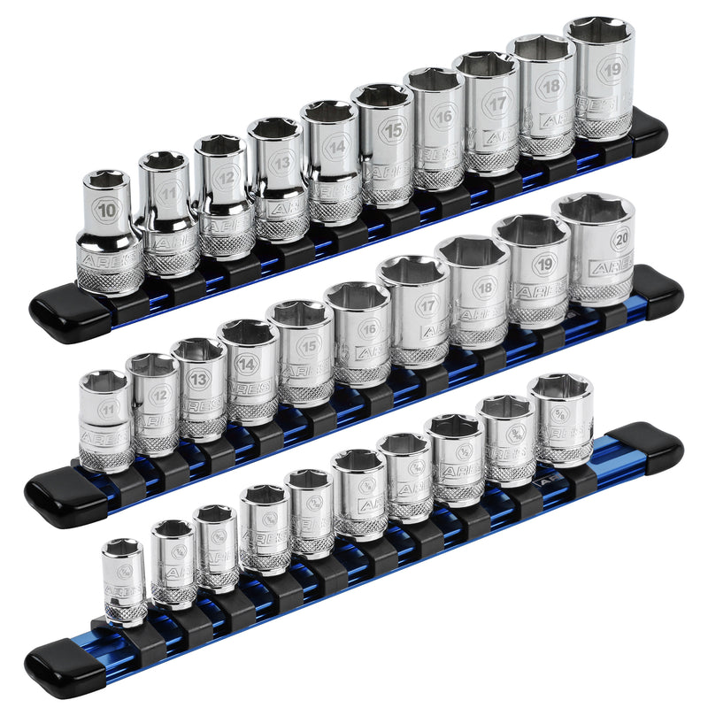 3-Piece Blue 9.84-Inch Aluminum Socket Rail Set